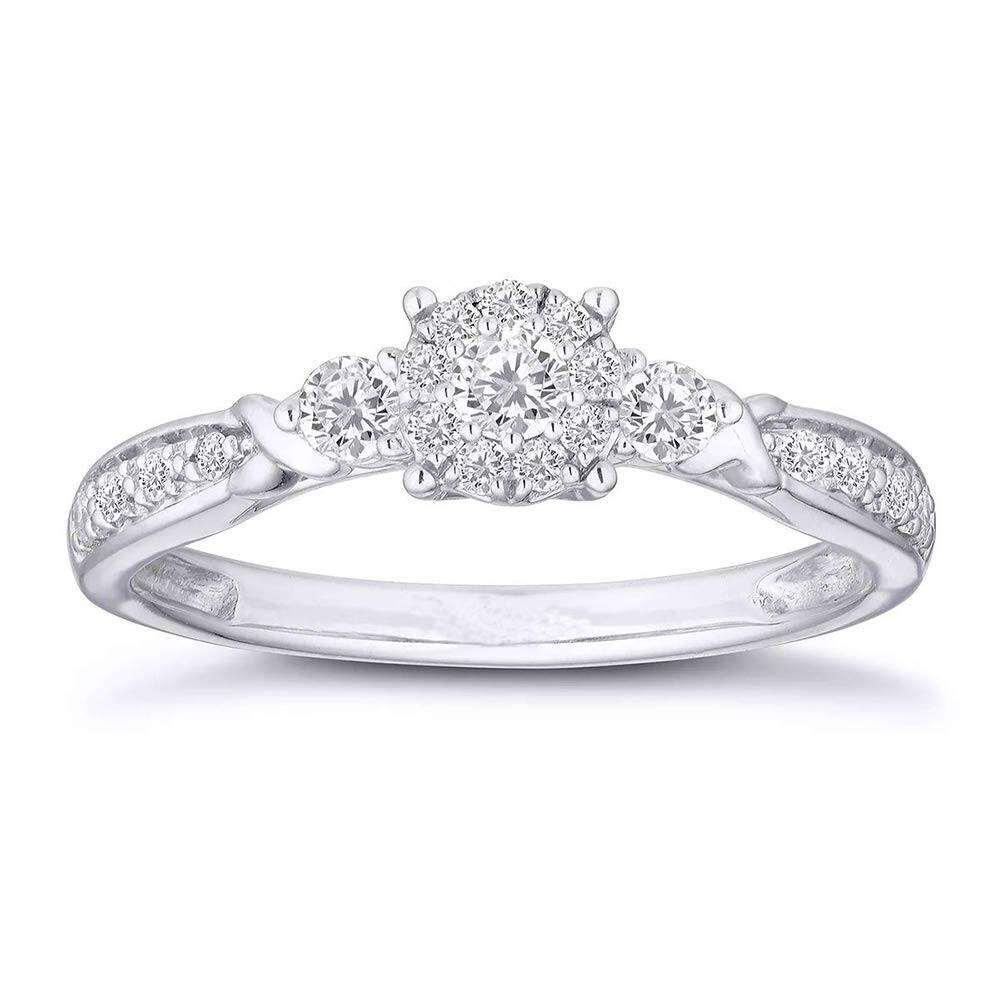 1.0 Carat Round Moissanite Engagement Rings in Sterling Silver