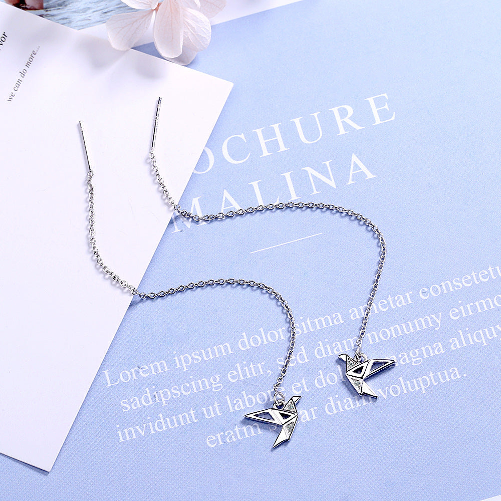 Small Temperament, Cold Wind And Simple Paper Crane Long Ear Chain