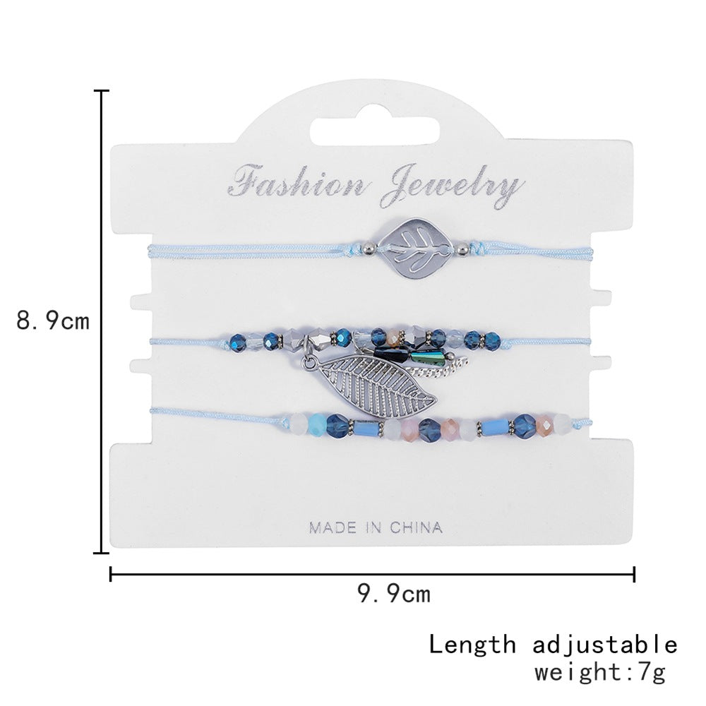 Flower Bee Butterfly Color Bead Five-Pointed Star Tassel Anklet