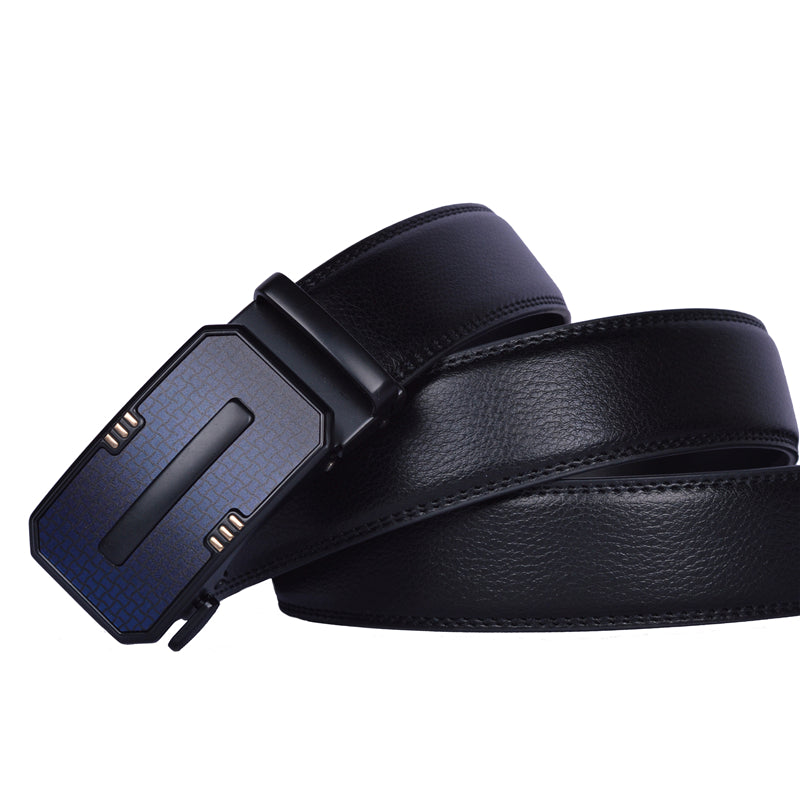 Men's leather alloy automatic buckle belt