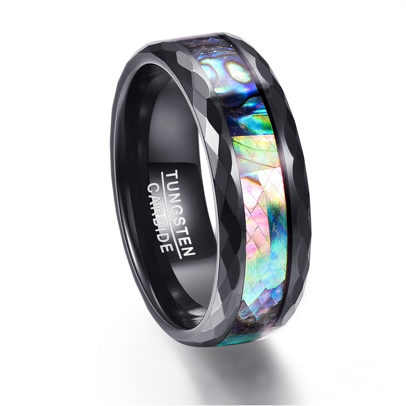 Tungsten Gold Ring With Black Veneer Plating