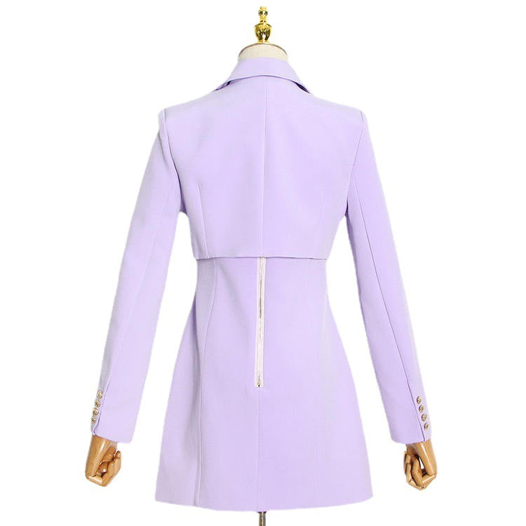 Elegant Light Purple Button Detachable Jacket