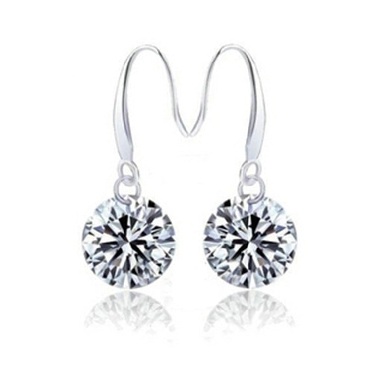 Sterling silver single diamond zircon earrings women