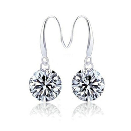 Sterling silver single diamond zircon earrings women