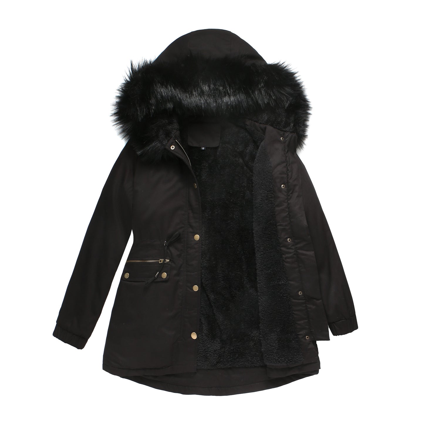 Hooded Warm Jacket With Fur Collar Loose Cotton