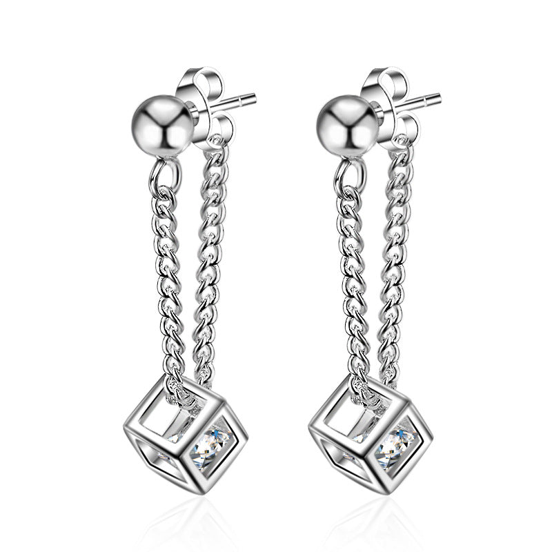 Rubik's cube long earrings for women