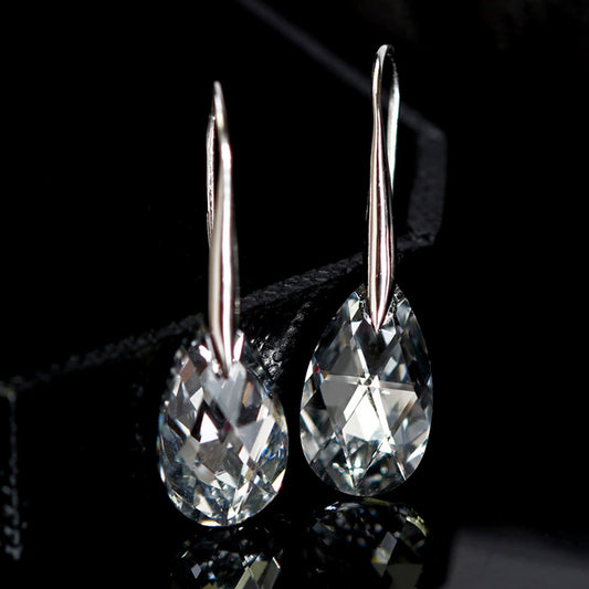 Drop-shaped Austrian Crystal Ear Hook Earrings