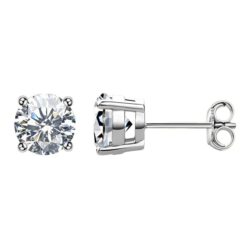 Stud Earrings 925 Sterling Silver 18 Gold Moissanite Stud Earrings