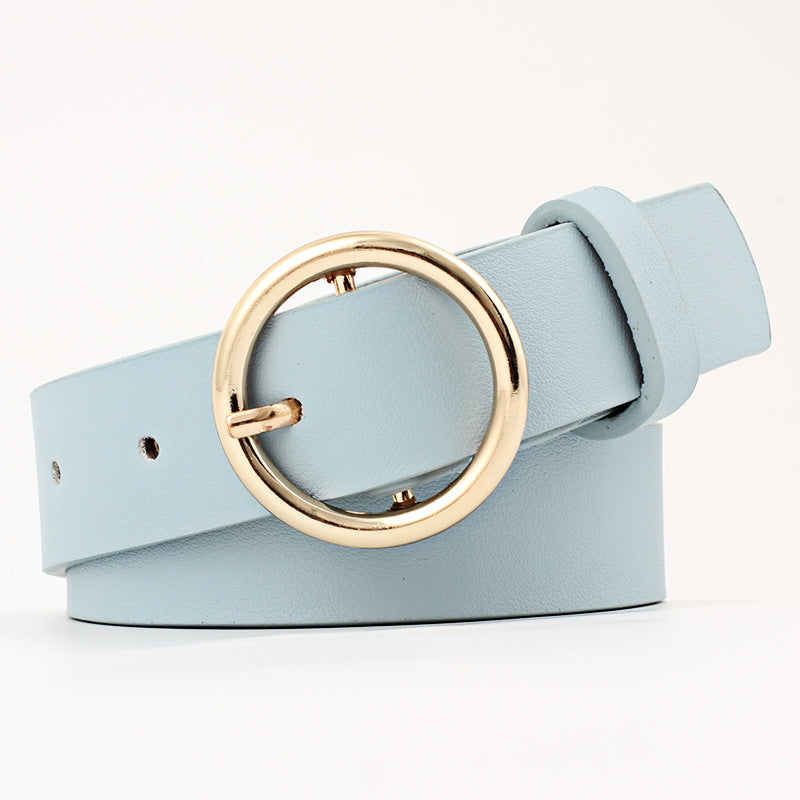 Women's jeans round buckle belt women