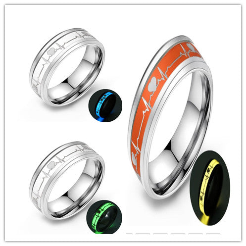 ECG Couple Carbon Fiber Ring Luminous Jewelry
