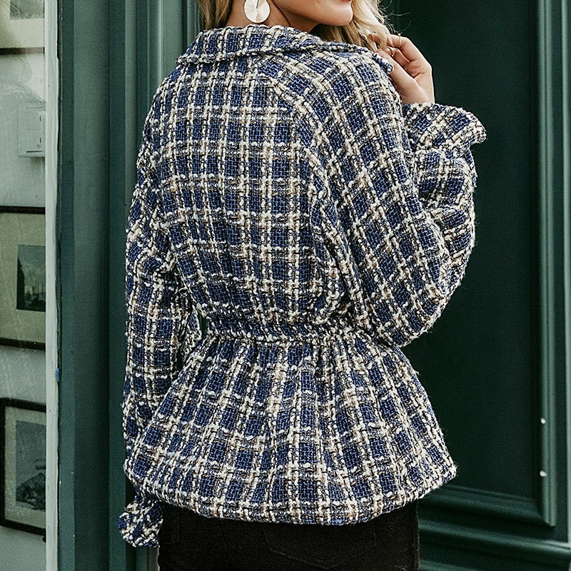 Tweed casual coat plaid