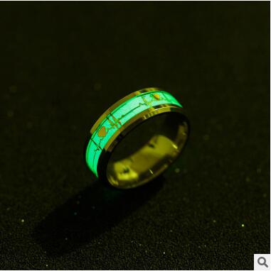 ECG Couple Carbon Fiber Ring Luminous Jewelry