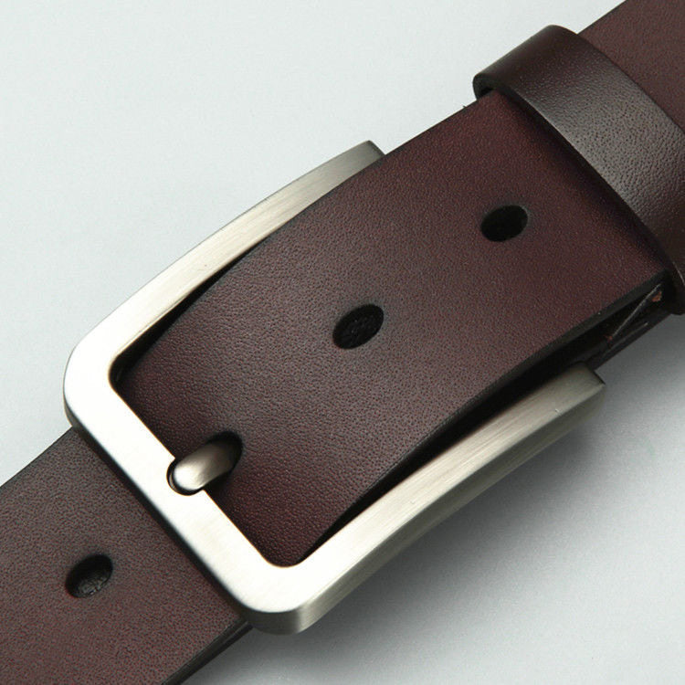 Men's single-layer leather perforated belt