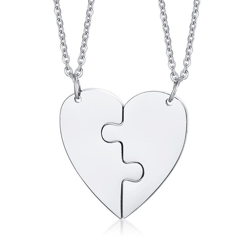 Titanium Steel Heart-Shaped Friendship Pendant Two-Piece Jewelry