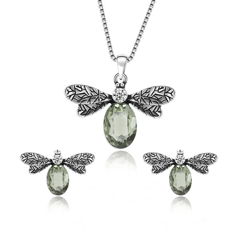 Alloy Insect Creative Necklace Earrings Two-piece Suit