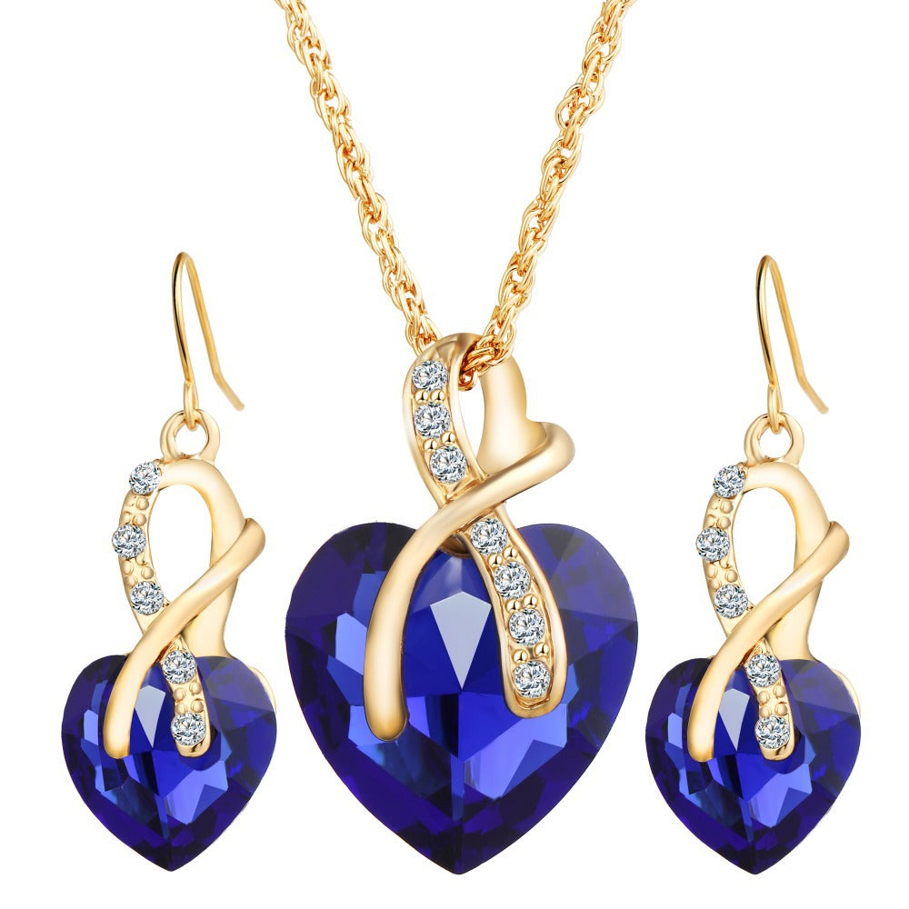 Heart-shaped faux austrian crystal zircon earrings