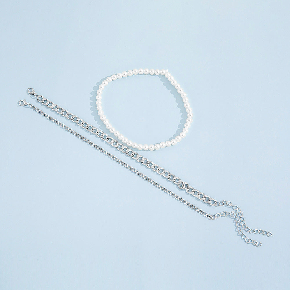 Three-Piece Pearl Chain Anklet Mix And Match Style