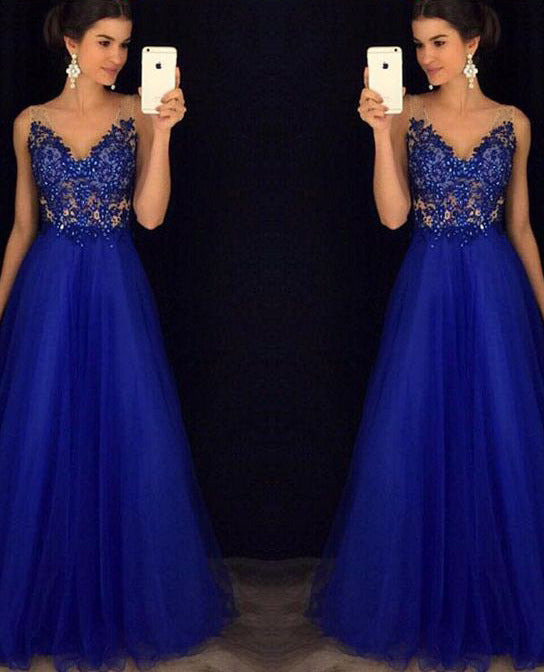 Dress Backless Beaded Ball Elegant Long Dress Blue Chiffon Dress Spot