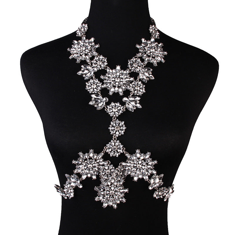 Stylish diamond-studded body chain