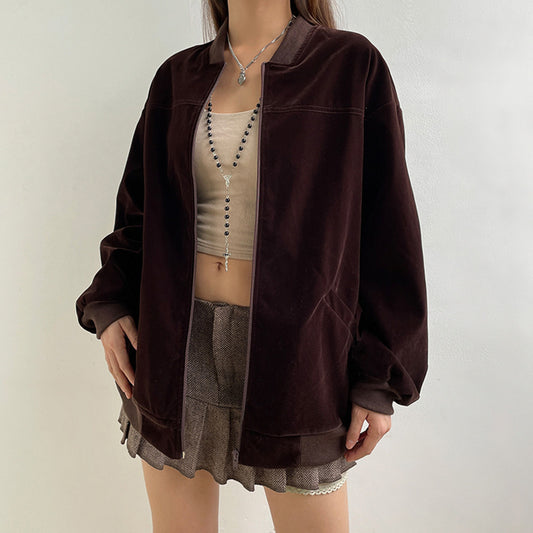 Women's Street Casual All Match Velvet Jacket