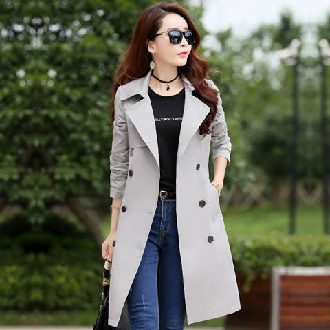 New Slim Size Windbreaker Women's Medium Long Coat Women