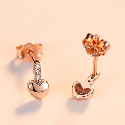 S925 Silver Hypoallergenic Glossy Heart-shaped Stud Earrings