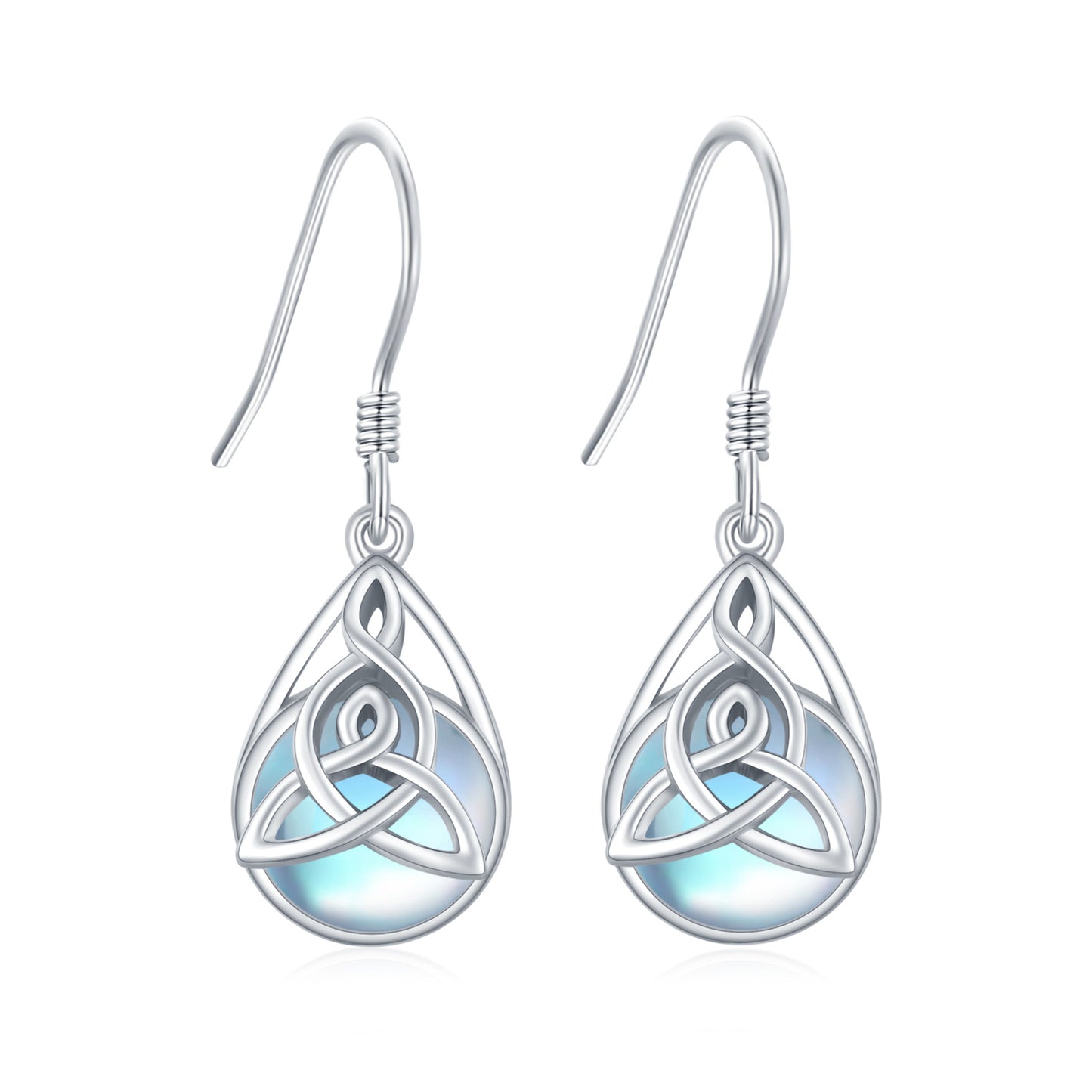 Celtic Moonstone Earrings 925 Sterling Silver Celtic Knot Moonstone Dangle Earrings Teardrop Moonstone Jewelry Gifts for Women Teens