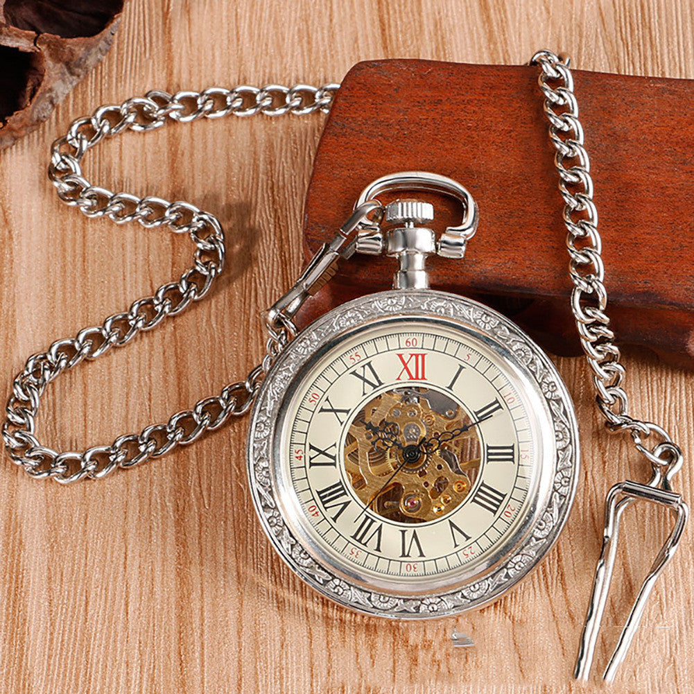 Carved mechanical pocket watch