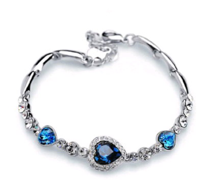 Heart Shaped Zircon Crystal Diamond Bracelet Ocean Heart Bracelet