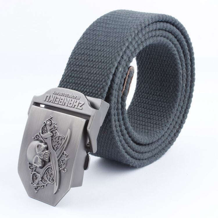 Casual And Versatile Double Knife Skull Canvas Belt