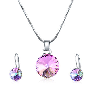 Pink Crystal Earring Necklace Set