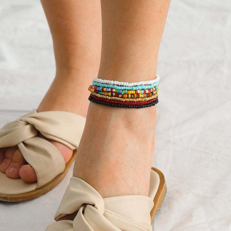 Bohemian multicolour handmade beading anklet