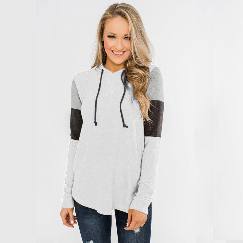 Top Loose Design Hoodie Long-sleeved Contrast Sweater