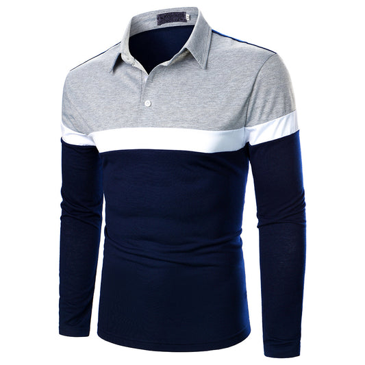 hree-color stitching fashion men's long sleeve