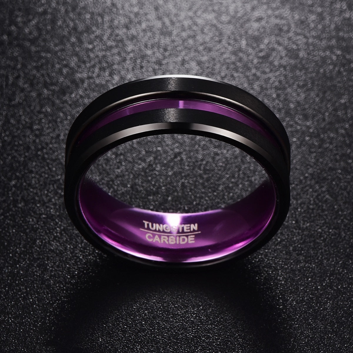 Purple inner ring frosted groove men's ring tungsten carbide