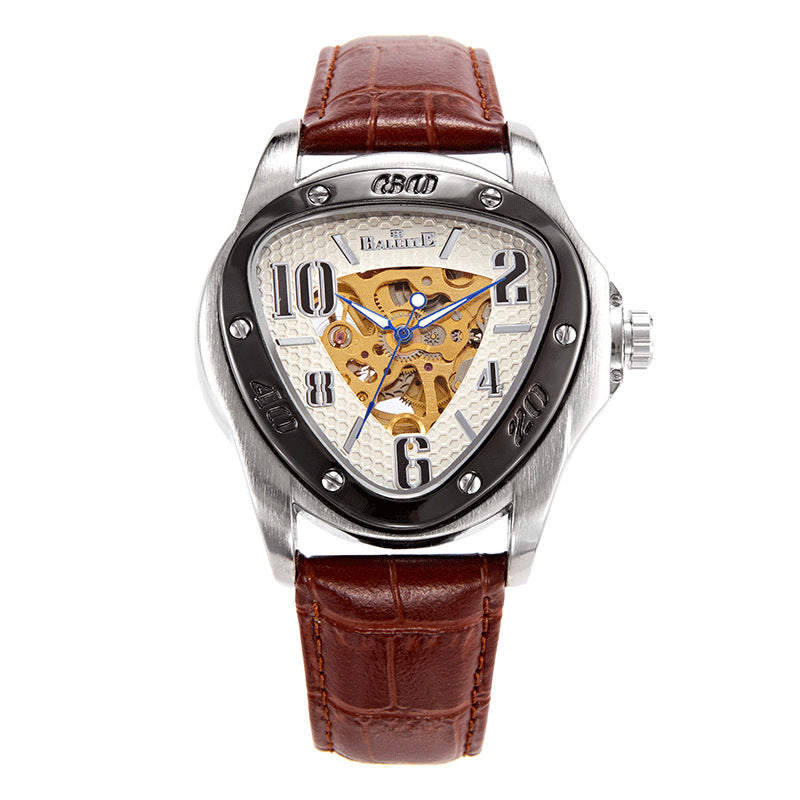 European And American Style Men's Fashion Casual Hollow Triangle Mechanical Watch