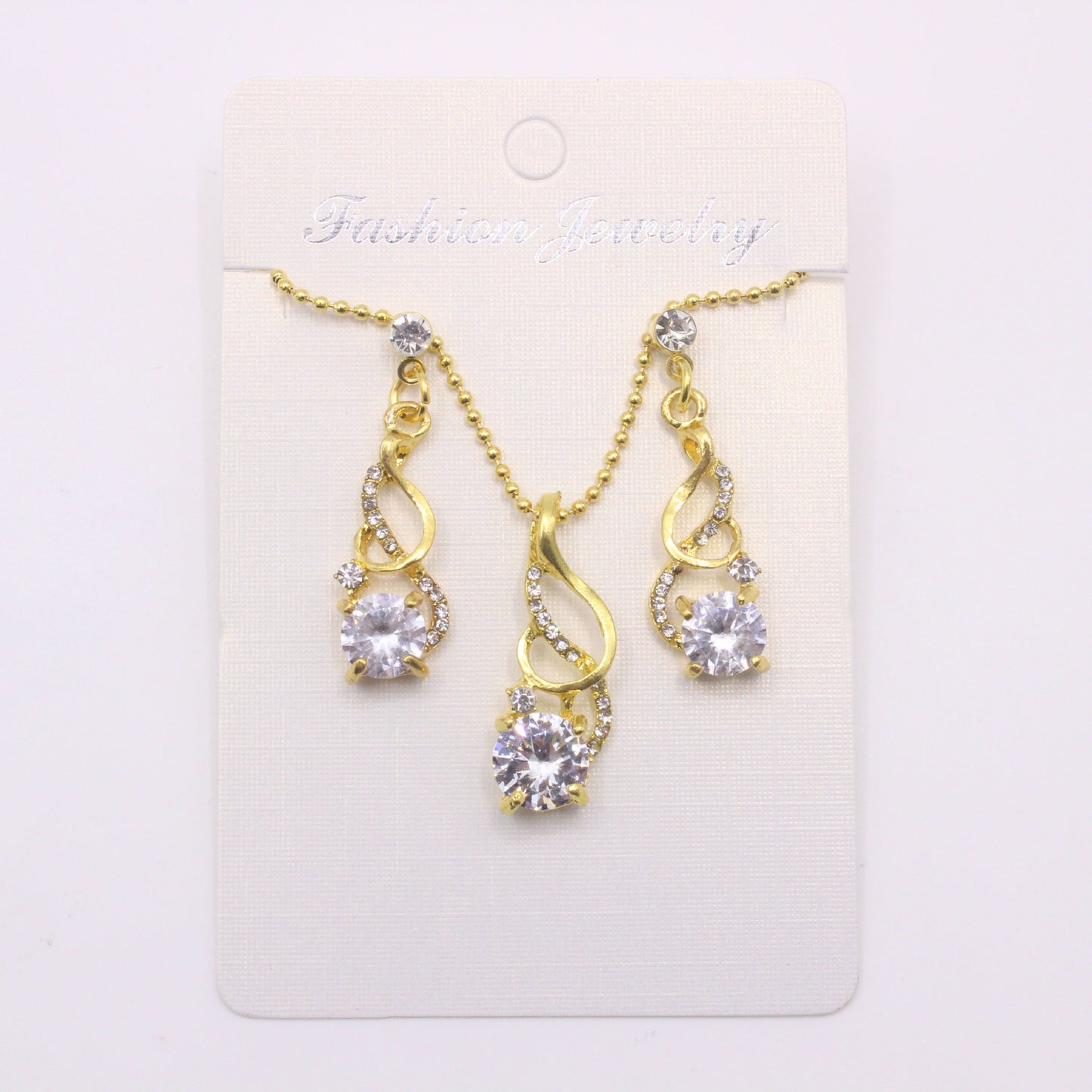 Two-piece Zircon Crystal Pendant Earrings