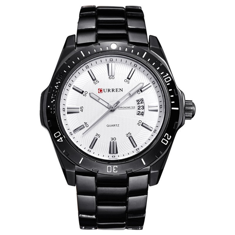 Men's Waterproof Quartz Watch With Steel Band