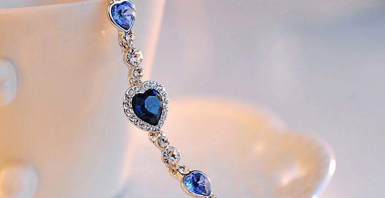Heart Shaped Zircon Crystal Diamond Bracelet Ocean Heart Bracelet