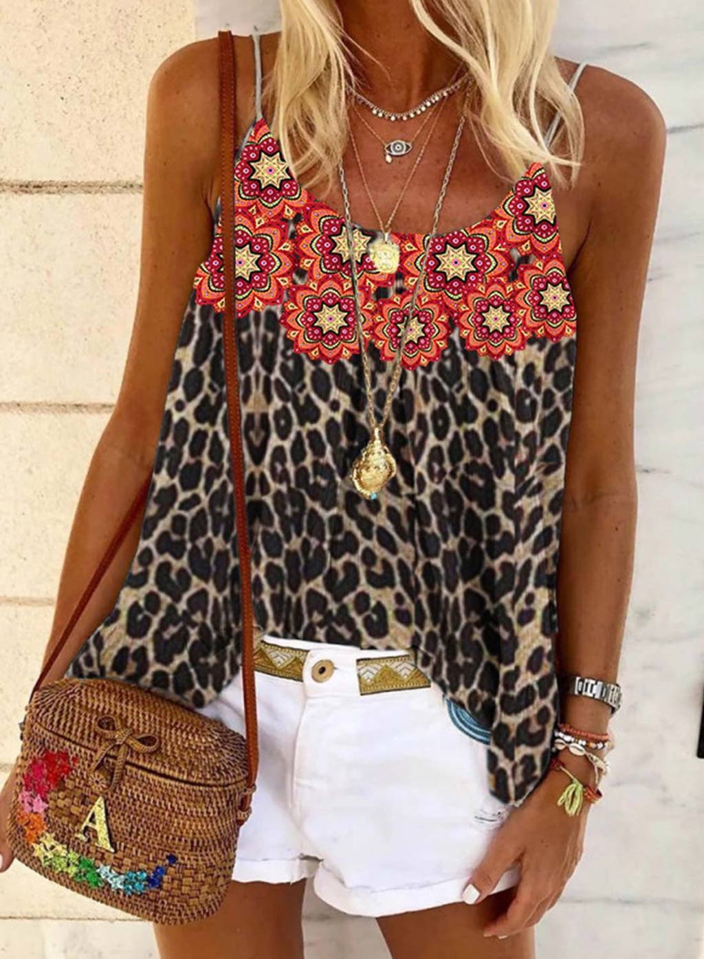 Ladies Popular Flower Leopard Print Sling