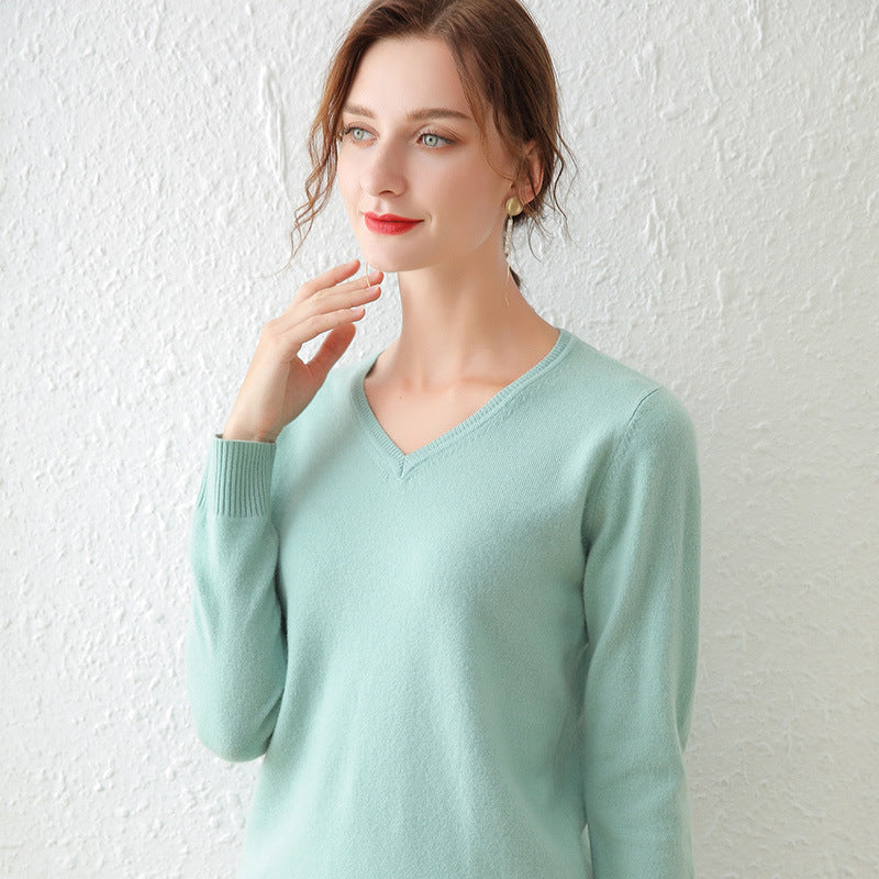 Loose Slimming Low-neck Knitted Bottoming Shirt