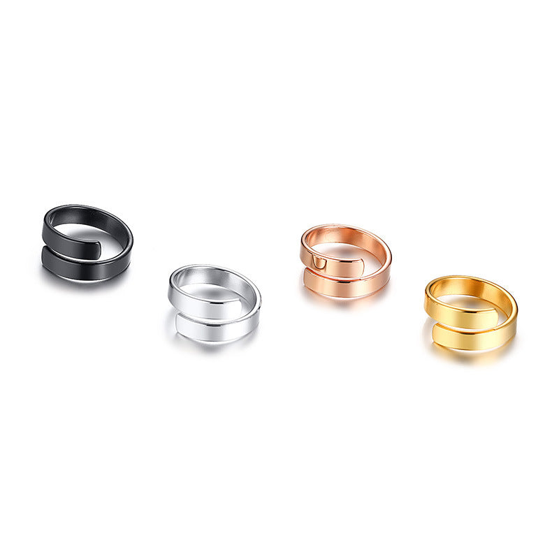 Titanium Steel Simple Style Creative Opening Trend Korean Men's And Women's Rings