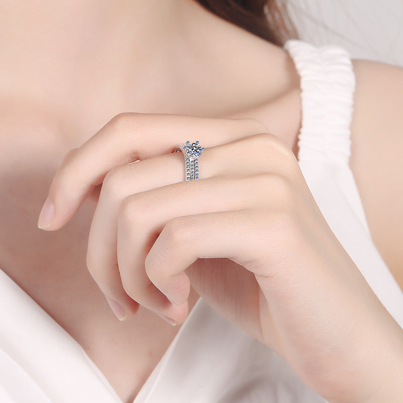 Moissan Diamond Ring Double Layer Two-in-one Ring Row Ring Wear More Rings