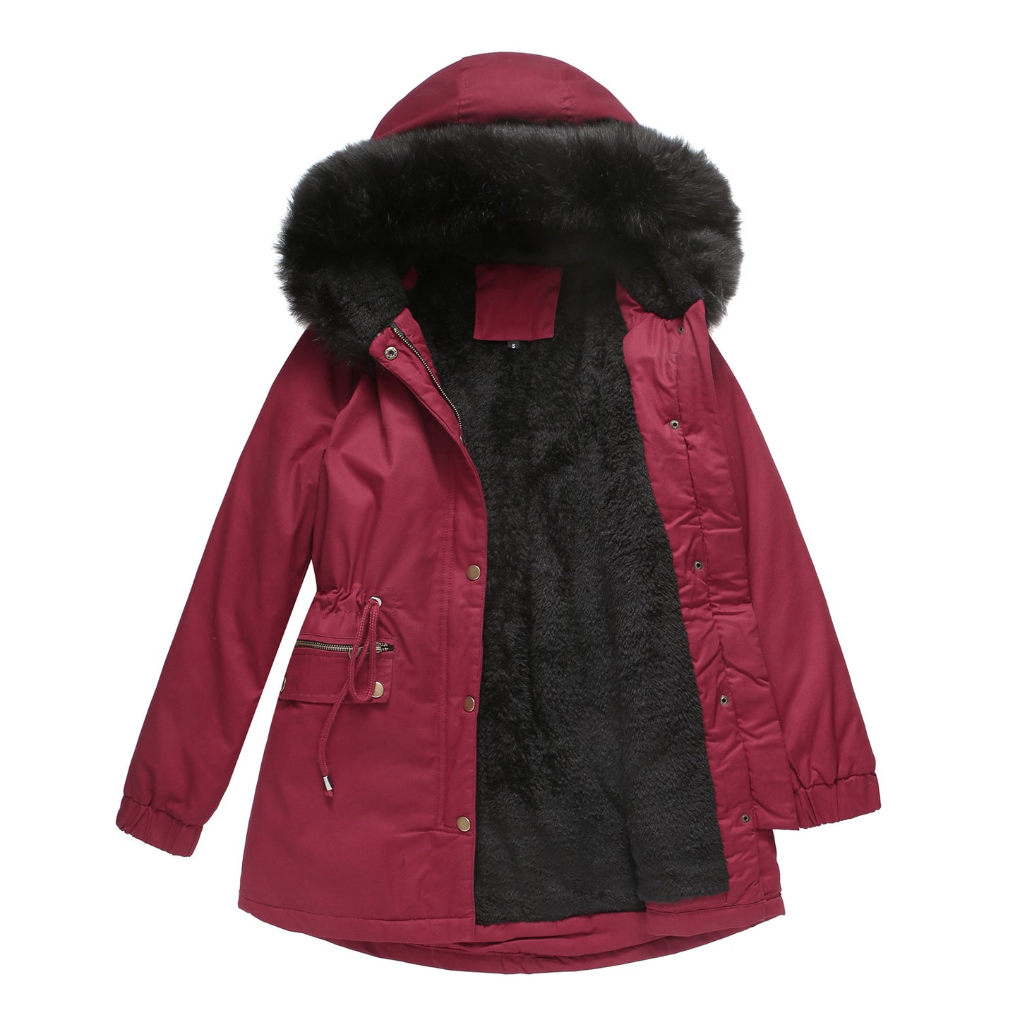 Hooded Warm Jacket With Fur Collar Loose Cotton