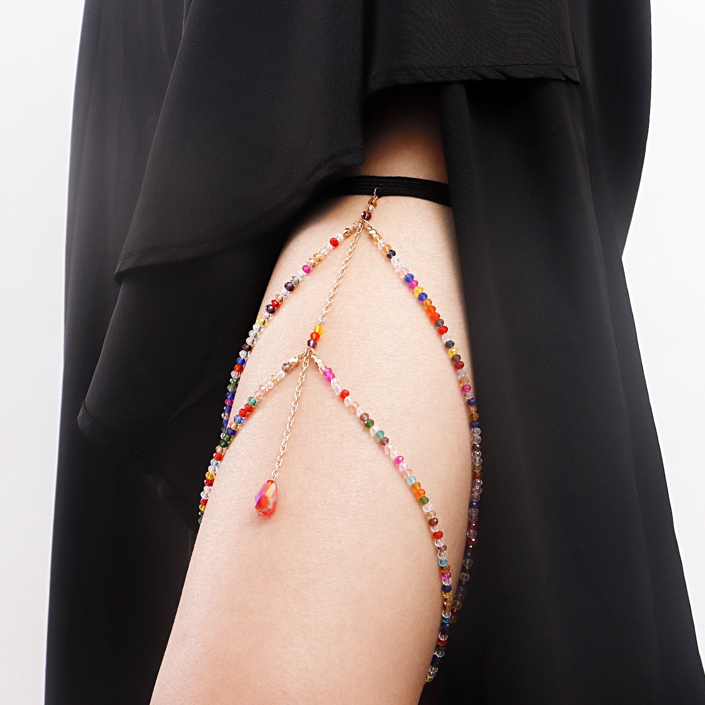 Thigh Ring Colorful Crystal Beads Casual Body Chain
