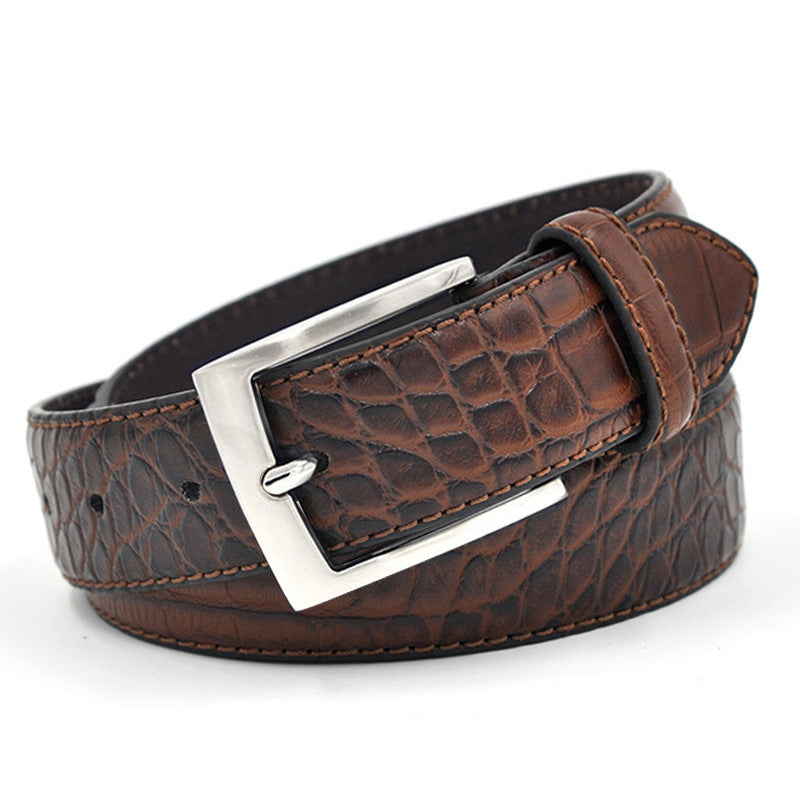 Men's Casual Pattern Pu Pin Buckle Belt