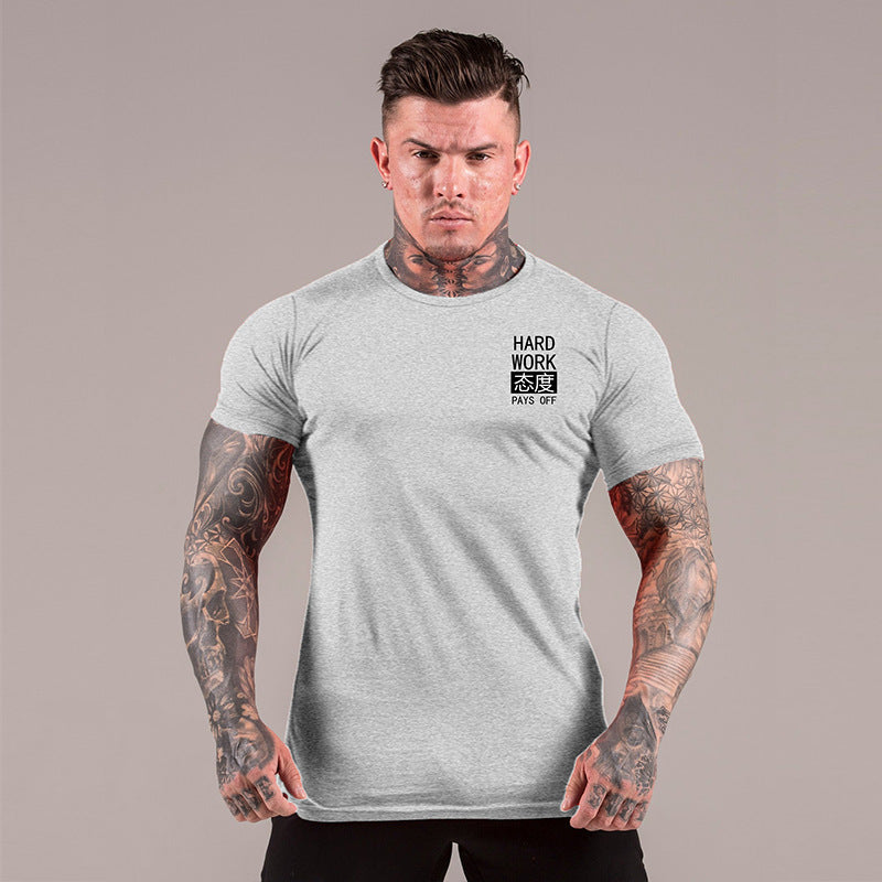 Sports fitness short sleeve men's t-shirt