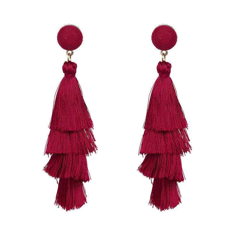 Bohemian multi-layer tassel earrings