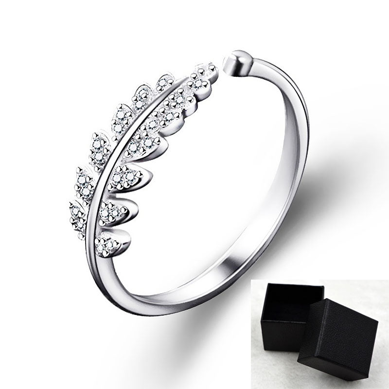 LNRRABC Woman Jewelry Fashion Simple Design Leaf Ring Personality Female Flower Rings Wedding Rings for Women