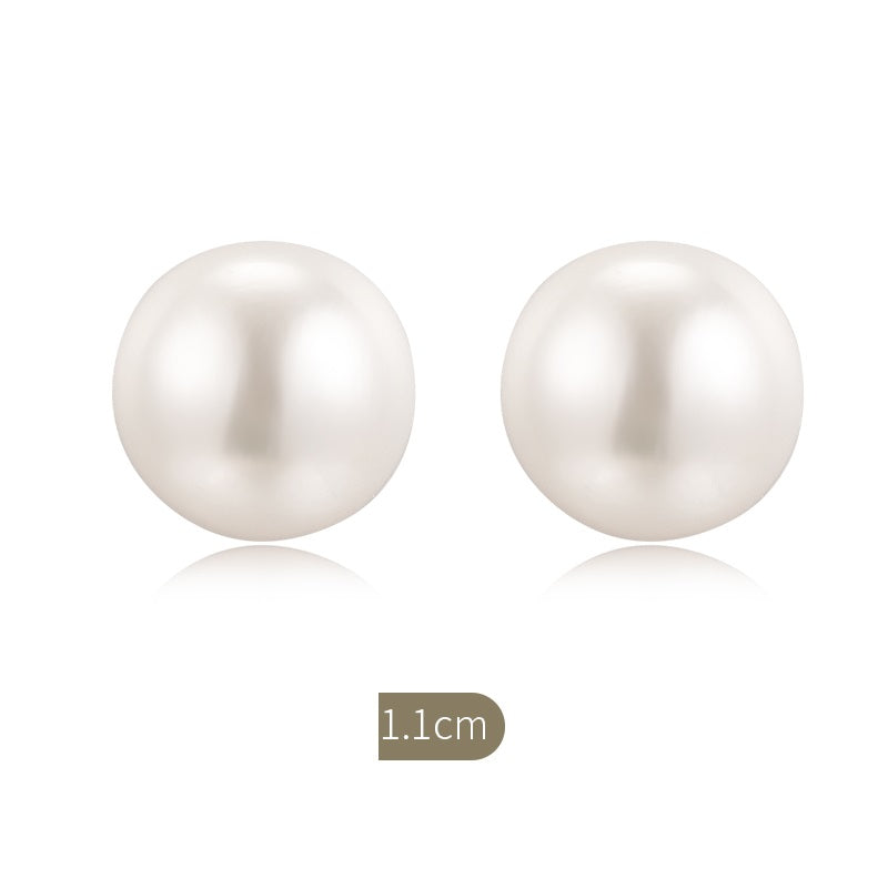 Female Pearl Temperament Hypoallergenic Retro Sterling Silver High-end Non-pierced Earrings